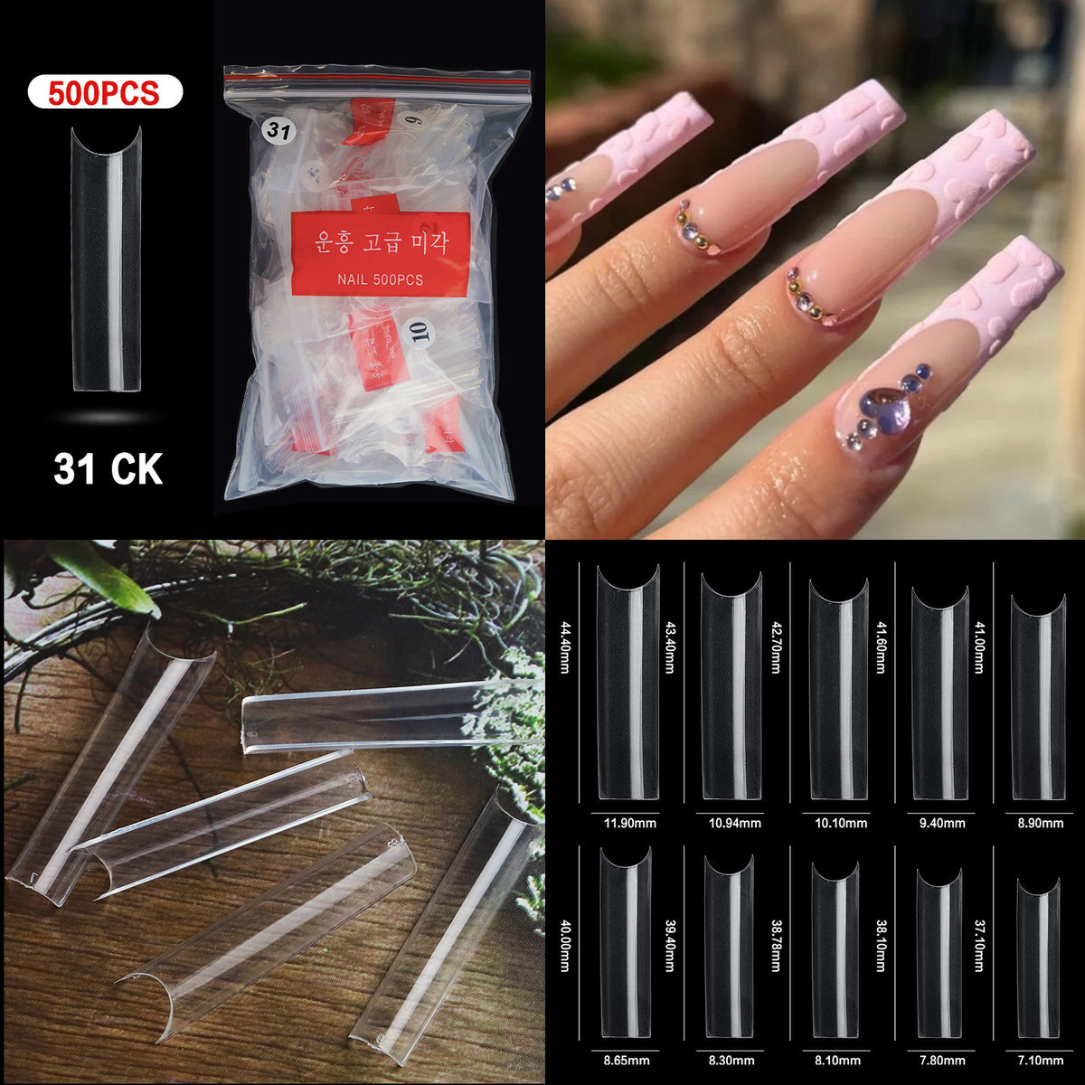 C Curve Straight XL Half Cover Nail Tips 500pcs Bag Madz