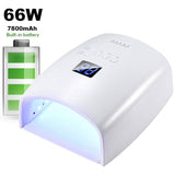 Cordless Rechargeable - UV LED Light / Lamp 66W - White or Pink