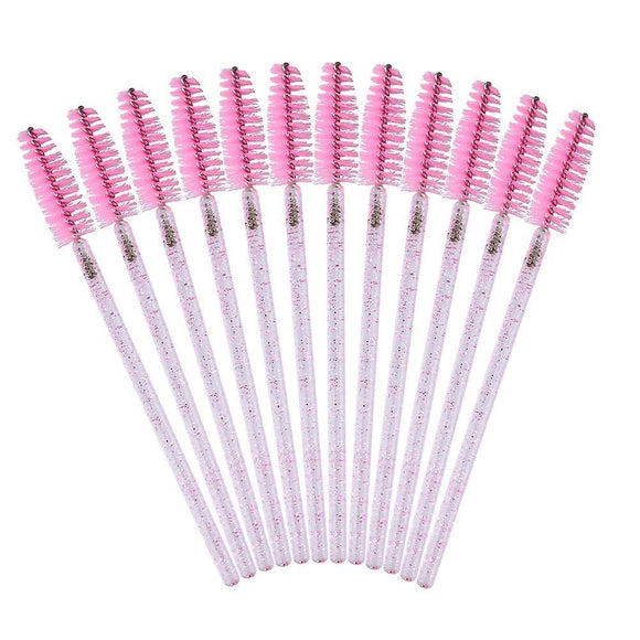 Mascara Wands / Spoolies - 12pcs - Pink Glitter
