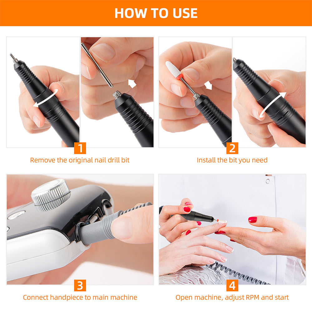 35000rpm Electric Nail File Drill Machine Rechargeable Cordless