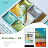 Shimmer Solid Watercolour - Grass Green - 6pcs