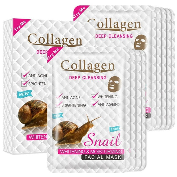 Collagen - Deep Cleansing - Snail Collagen Facial Mask - 24ml x 10