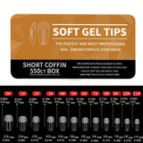 Coffin - Short - Full Cover - Soft Gel Nail Tips - 550pcs - Clear - Box