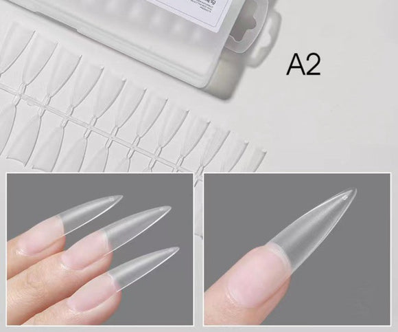 Stiletto - Long Half Cover Nail Tips - (A2) - 240pcs - Box - Clear