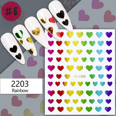 Nail Sticker - JO-2203 - Rainbow Hearts