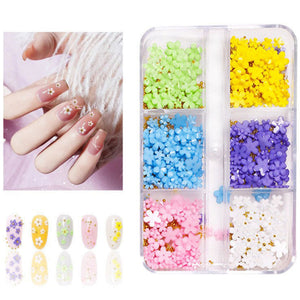 Nail Decorations - 3D Flowers with Steel Balls - 6 Colours
