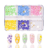 Nail Decorations - 3D Flowers with Steel Balls - 6 Colours