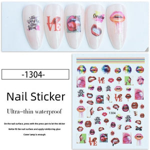 Nail Sticker - 1304 - Retro Lips