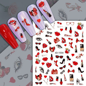 Nail Sticker - 1554 - Red Fashion