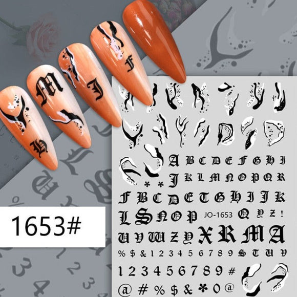 Nail Sticker - 1653 - Calligraphy