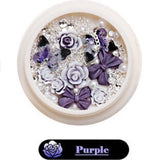 Nail Decoration - Mix Bows, Roses & Pearls -  Purple