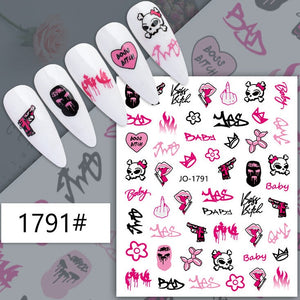 Nail Sticker - 1791 - Pink Punk