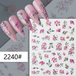 Nail Sticker - 2240 - Pink Flowers