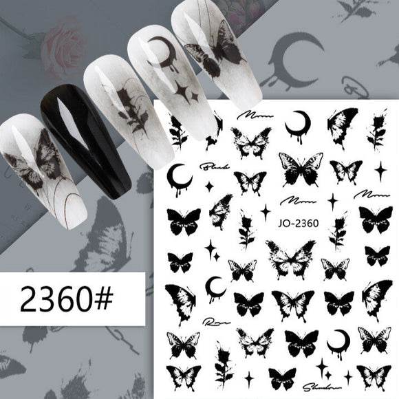 Nail Sticker - 2360 - Black Butterfly