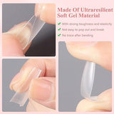 Ballerina Coffin - Long Half Cover Nail Tips - (A1 T Shape) - 240pcs - Box - Clear