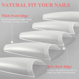 Coffin - XL Long Half Cover Nail Tips - (A5) - 240pcs - Box - Clear