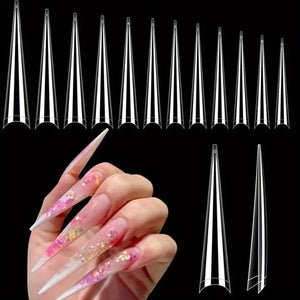 Stiletto - 4XL Long - Half/French Cover - 240pcs - Clear