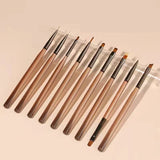Nail Art Brush Set - Brown - 9pcs