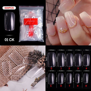 Full / Squoval - Full Cover Nail Tips - 500pcs - Bag