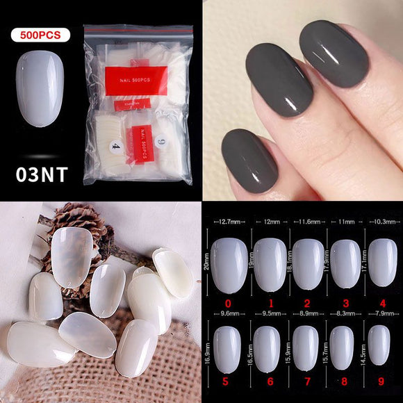 Round - Full Cover Nail Tips - 500pcs - Bag