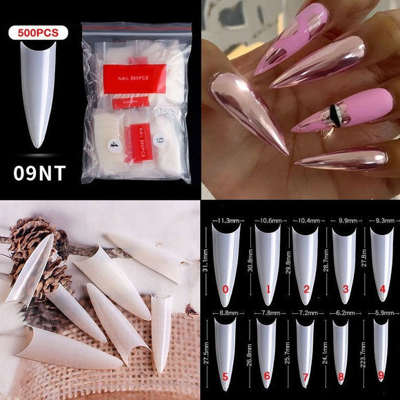 Stiletto - Half Cover Nail Tips - 500pcs - Bag