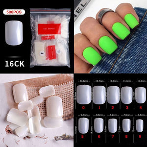 Full / Squoval - Full Cover Nail Tips - 500pcs - Bag