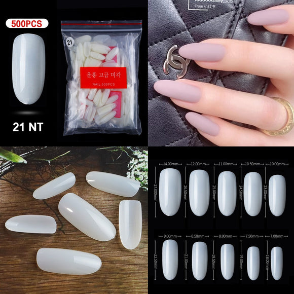 Round - Full Cover Nail Tips - 500pcs - Bag