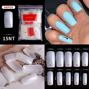 Full / Squoval - Full Cover Nail Tips - 500pcs - Bag