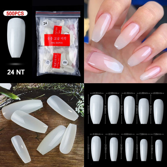 Coffin - Full Cover Nail Tips - 500pcs - Bag