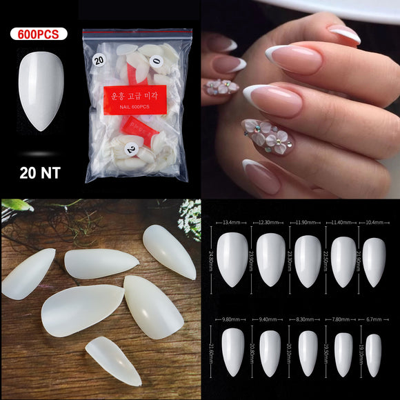 Stiletto - Full Cover Nail Tips - 500pcs - Bag