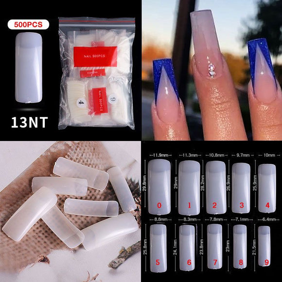 Full / Squoval - Halfmoon Cover Nail Tips - 500pcs - Bag