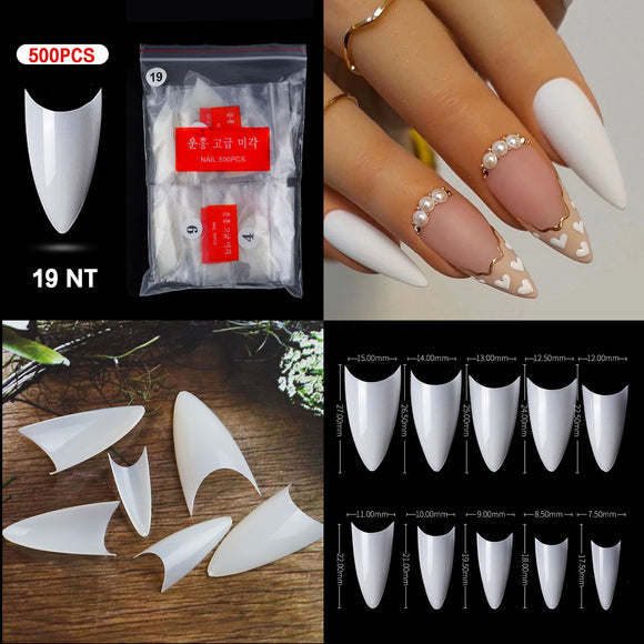 Stiletto - Half Cover Nail Tips - 500pcs - Bag