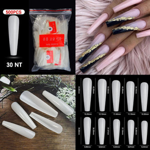 Coffin - Full Cover Nail Tips - 500pcs - Bag