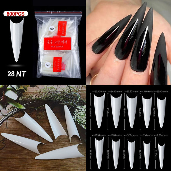 Stiletto - Half Cover Nail Tips - 500pcs - Bag