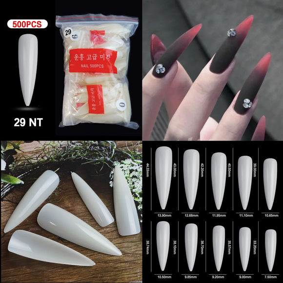 Stiletto - Full Cover Nail Tips - 500pcs - Bag