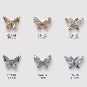 Nail Decoration - Butterfly Rhinestones - 2pcs