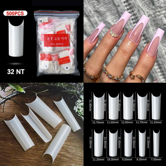 C Curve Straight - L - Half Cover - Nail Tips - 500pcs - Bag