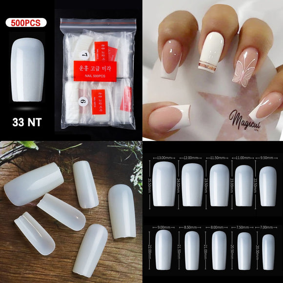 Square - Full Cover Nail Tips - 500pcs - Bag