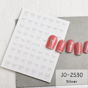 Nail Sticker - JO2530 - Bow Silver