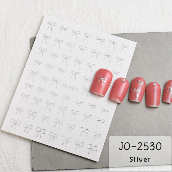 Nail Sticker - JO2530 - Bow Silver