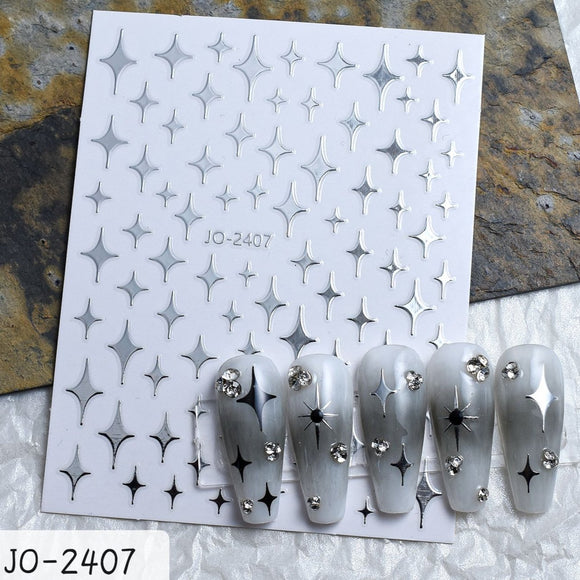 Nail Sticker - 2407 - 4 Point Star Silver