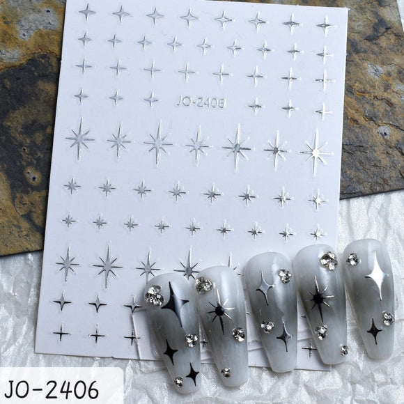 Nail Sticker - JO2406 - Silver Stars
