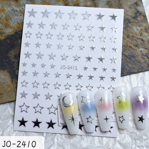 Nail Sticker - 2410 - 5 Point Star Silver