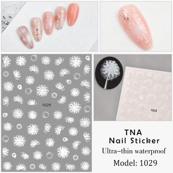 Nail Sticker - 1029 - White Flower