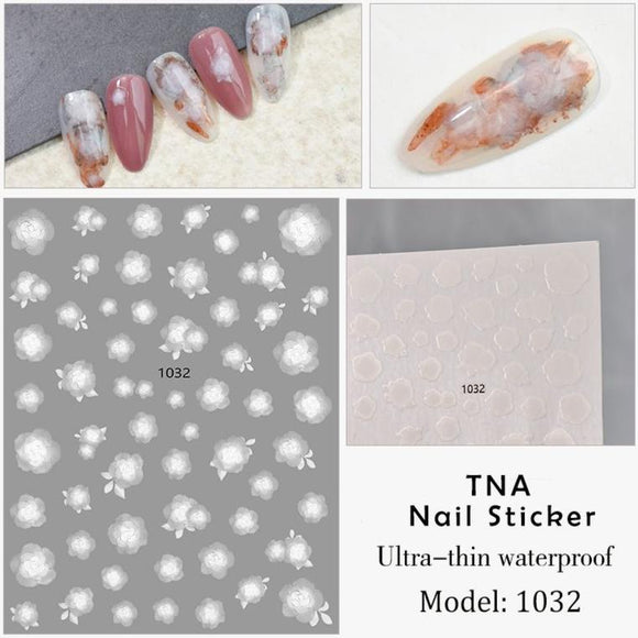 Nail Sticker - 1032 - White Flower