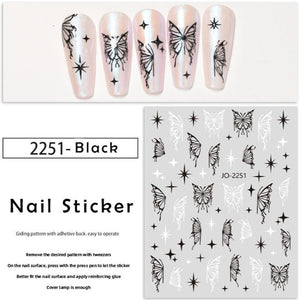 Nail Sticker - 2251 - Black Butterfly