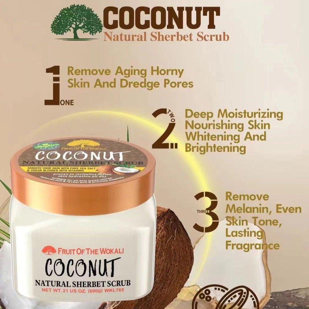 Fruit of the wokali coconut natural sherbet body scrub