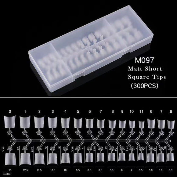 Square - Short - Half Cover - Clear Matt - Nail Tips - 300pcs - M097