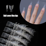 Oval / Round - Short - Half Cover - Clear Matt - Nail Tips - 300pcs - M098