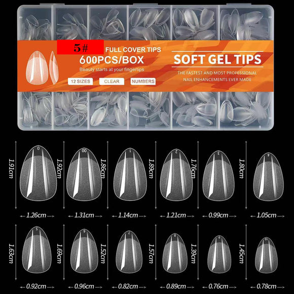 Stiletto - Extra Short - Full Cover - Soft Gel Nail Tips - 600pcs - Clear